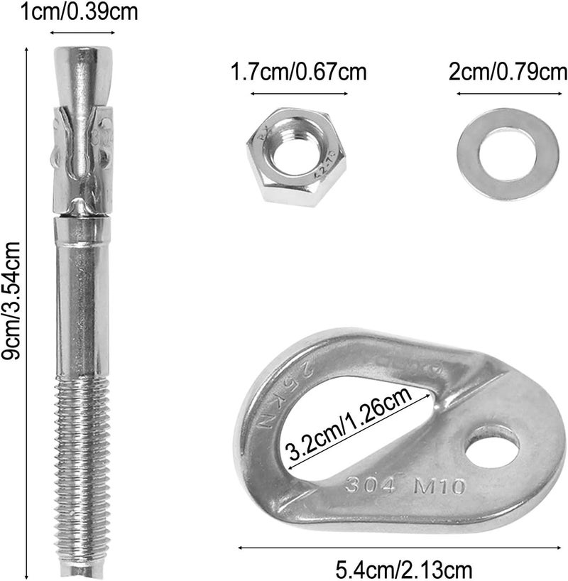 Sywan Climbing Anchor Bolt 8 Set, Stainless Steel Bolt Hanger Climbing Hanger Bolts 25KN Heavy Duty Climbing Anchor Hangers for 3/8" Bolt for Home Gyms, Hammocks, Trailer Tie-Downs, Weight 2500KG - Image 2